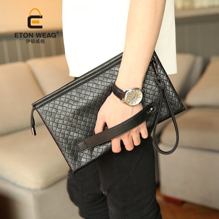 EverPro Baru Pria Merajut Clutch Messenger Bag File Handbag Business Leisure Clutch Hand Bag Tas Tas-Hitam-Intl