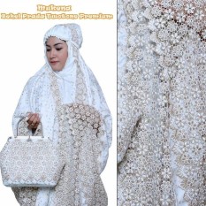 EXCLUSIVE MUKENA TELEKUNG RUKUH PREMIUM SUTRA PARIS BORDIR PRADA PUTIH