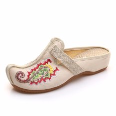 Eksotis Kain Kepala Bordir Sepatu Thailand Gaya Cina Summer House Flat Kasual Sandal-Intl