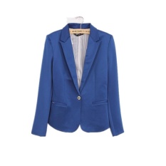 Ledakan Perdagangan Luar Negeri Di Eropa dan Amerika Serikat Satu Gesper Wanita Jaket Fashion Jaket Permen Warna Gesper Jas (BLUE) -Intl