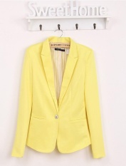 Ledakan Perdagangan Luar Negeri Di Eropa dan Amerika Serikat Satu Gesper Wanita Jaket Fashion Jaket Permen Warna Gesper Suit (KUNING) -Intl