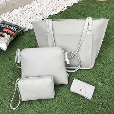 EZY Women Bag Set 4pcs - Tote Bag, Sling bag, Pouch, Card Holder (ABU ABU / GREY)