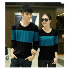 F Fashion Baju Couple Two Tone - Hitam Tosca / Kaos Oblong / Kaos Pasangan / Kaos Couple / Pakaian Kembar / Baju Muslim Wanita / Baju Muslim Pria / Couple