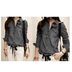 F Fashion Kemeja Wanita Jolly - Abu Tua / Baju Wanita / Blouse Korea / Atasan Wanita / Baju Formal / Kemeja Wanita / Kemeja Formal / Atasan Muslim / Kemeja Cewek Tunik / Kemeja Kerja / Kemeja Katun