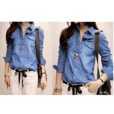 F Fashion Kemeja Wanita Jolly - Biru Muda / Baju Wanita / Blouse Korea / Atasan Wanita / Baju Formal / Kemeja Wanita / Kemeja Formal / Atasan Muslim / Kemeja Cewek Tunik / Kemeja Kerja / Kemeja Cantik