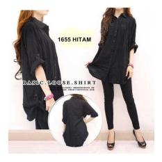 F Fashion Kemeja Wanita Jumbo Size - Hitam / Baju Jumbo / Kemeja Jumbo / Big Size / Baju Jumbo Wanita / Baju Muslim Jumbo / Baju Ukuran Besar / XL / XXL / Baju Muslim / Kemeja Kerja / Kemeja Katun