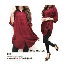 F Fashion Kemeja Wanita Jumbo Size - Maroon / Baju Jumbo / Kemeja Jumbo / Big Size / Baju Jumbo Wanita / Baju Muslim Jumbo / Baju Ukuran Besar / XL / XXL / Baju Muslim