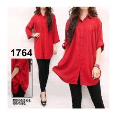 F Fashion Kemeja Wanita Jumbo Size - Merah / Baju Jumbo / Kemeja Jumbo / Big Size / Baju Jumbo Wanita / Baju Muslim Jumbo / Baju Ukuran Besar / XL / XXL / Baju Muslim / Kemeja Kerja / Kemeja Katun