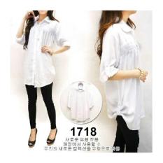 F Fashion Kemeja Wanita Jumbo Size - Putih / Baju Jumbo / Kemeja Jumbo / Big Size / Baju Jumbo Wanita / Baju Muslim Jumbo / Baju Ukuran Besar / XL / XXL / Baju Muslim / Kemeja Kerja / Kemeja Katun
