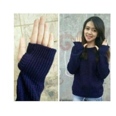 F Fashion Sweater Wanita Thumb Hand - Navy / Sweater Wanita / Baju Hangat / Baju Tebal / Sweater Panjang / Kaos Sweater / Sweater Cewek / Sweater Rajut