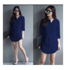 F Fashion Tunik Wanita Shinta - Navy / Baju Wanita / Blouse Korea / Atasan Wanita / Baju Formal / Kemeja Wanita / Kemeja Formal / Atasan Muslim / Kemeja Cewek Tunik / Kemeja Kerja / Kemeja Katun