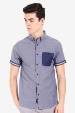 FAMO Pakaian Kemeja Formal Pria Men Shirt Grey Diskon discount murah bazaar baju celana fashion brand branded
