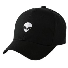 Fancyqube Alien Bordir Katun Cap Adjustable Sun Cap Couple Topi Hitam-Intl