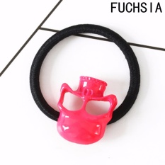 Fancyqube Fashion Punk Hair Tie Gothic Tengkorak Scrunchie Ponytail Band Rambut Elastis Wanita Rope Tali Logam Aksesoris Rambut Fuchsia-Intl