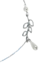 Fancyqube Hot Sale Sederhana Daun Mutiara Daun Kalung Pendek Rantai Klavikula Warna Silver Bandung Photo: “Perempuan DROP Pengiriman Silver