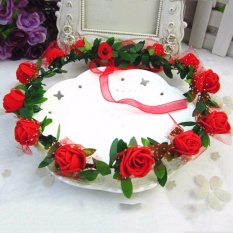 Fancyqube Baru Fashion Wanita Pernikahan Bunga Rose Karangan Bunga Headband Floral Garland Hairband Bunga Crown Rambut