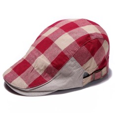 Fang musim panas 2016 Pria Wanita vintage datar baret tukang koran sopir kausal mengemudi topi sunbonnet Boinas bernapas kapas (Merah)