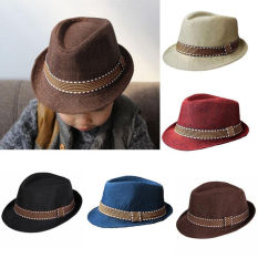 Fang Fang Anak Unisex Black Jazz Wol Trilby Topi Bowler Fedora Panama Cap (Kopi)-Intl