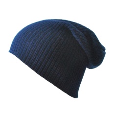 Fang Fang Crochet Hangat Musim Dingin Baggy Beanie Hat Jorok Chic Rajutan Caps untuk Wanita dan Pria-Navy Blue- INTL
