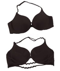 Fang Fang Fashion Wanita Bra Halter-Neck Penutup Depan Permukaan Halus Push Up Underwear Lingerie (hitam) -Intl