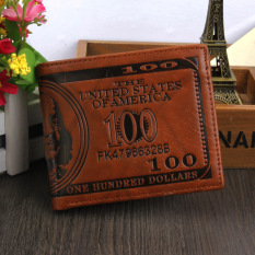 Fang Fang Baru Fashion Pria Paragraf Pendek Dompet Dompet Dolar Pola Dompet Model Ledakan Jual-Dark Brown-Intl