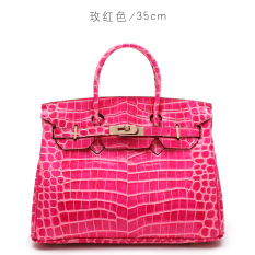 Fannese Baru Pola Kulit Buaya Bahu Tas Selempang Tas Model Hermes (Mawar merah 35 cm)