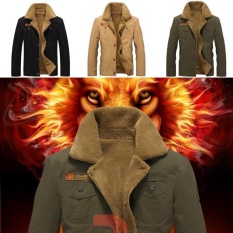 Fantastis Bunga Hot Sale Plus Ukuran Bomber Angkatan Udara Hangat Pria Fur Collar Jaket Tentara Taktis Mens Jaket Musim Dingin UKURAN: M-5XL-Black-4XL-Intl