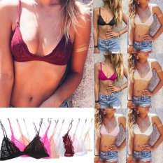 Fantastis Flower7 Warna Wanita Bunga Sheer Renda Segitiga Bralette Beha Nirkabel Satu Potong Unpadded Lucu Wanita Crop Terbaik Lingerie- putih Perempuan Ukuran M-Internasional