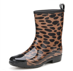 Fashion Antislip Hujan Sepatu Kerja Sepatu Bot Nelayan (Macan Tutul)