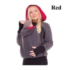 Fashion Baby Carrier Jaket Musim Dingin Pakaian Coat untuk Wanita Hamil Multifungsi Induk Kanguru Lengan Panjang Wanita Hooded Baju Lapis (merah) -Intl