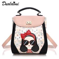 Fashion Ransel Cool Girl & Lovely Cat Tas Wanita Zipper & HASP Bow Casing Sekolah untuk Remaja Perempuan PU Kulit Backpack Shoulder (girl Ukuran Besar) -Intl