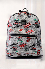 Motif Bendera Inggris Canvas Bag Gadis Boys School Bahu Ransel Kapasitas Besar Merah