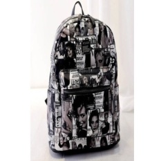 Motif Bendera Inggris Canvas Bag Gadis Boys School Bahu Ransel Hitam-Internasional