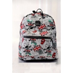 Motif Bendera Inggris Canvas Bag Gadis Boys School Bahu Besar Kapasitas Ransel Merah-Internasional
