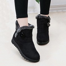 Fashion Gesper Nyaman Tetap Hangat Lembut Musim Dingin Pergelangan Kaki Sepatu Bot Salju untuk Wanita-Intl