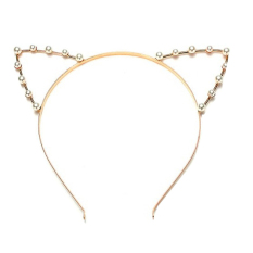 Fashion rambut bando telinga kucing pesta Band karet rambut dengan desain hiasan kepala gadis mutiara paduan aksesori perhiasan keemasan