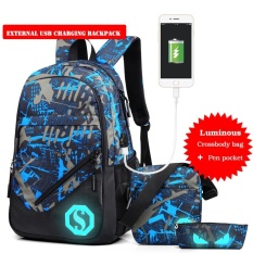 Fashion Charging Backpack Luminous Students School Bags External USB Charge Laptop Backpacks Teenagers Casual Travel Mochila - intl