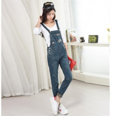 Fashion Denim Jumpsuits Wanita Vaqueros Baju Monyet Panjang Celana Jeans Fashion Baru Slim Solid Overall Suspender Wanita Slim Catsuit-Intl