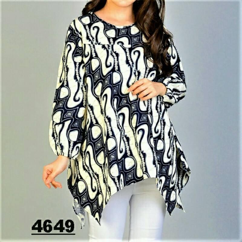 FASHION FLOWER-ATASAN JUMBO WANITA | BLOUSE JUMBO | KEMEJA WANITA | BIG SIZE | UKURAN JUMBO | FASHION WANITA | PAKAIAN BATIK | PAKAIAN WANITA | BLOUSE JUMBO WANITA BATIK SIMETRIS NINDY UK.XL+ (LD 106CM,PJG 75CM)