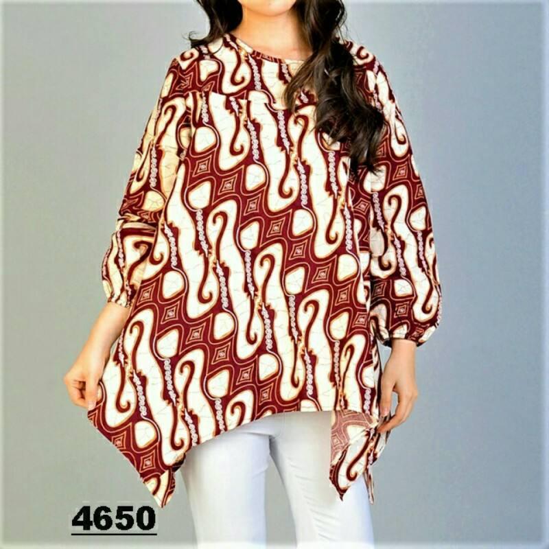 FASHION FLOWER-ATASAN JUMBO WANITA | BLOUSE JUMBO | KEMEJA WANITA | BIG SIZE | UKURAN JUMBO | FASHION WANITA | PAKAIAN BATIK | PAKAIAN WANITA | BLOUSE JUMBO WANITA BATIK SIMETRIS NINDY UK.XL+ (LD 106CM,PJG 75CM)