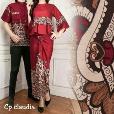FASHION FLOWER-BAJU COUPLE BAJU PASANGAN BUSANA MUSLIM COUPLE BATIK FASHION COUPLE MUSLIM WEAR BAJU COUPLE CLAUDIA-MAROON (COWOK DAN CEWEK)