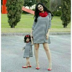 FASHION FLOWER-BAJU KELUARGA FAMILY COUPLE DRESS COUPLE FAMILY DRESS COUPLE STRIPE SARANGE MOM AND KIDS (IBU DAN ANAK)