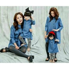 FASHION FLOWER-BAJU KELUARGA FAMILY COUPLE KEMEJA COUPLE TUNIK COUPLE FAMILY COUPLE TUNIK MOM AND KIDS HOLAND-BIRU (IBU DAN ANAK)
