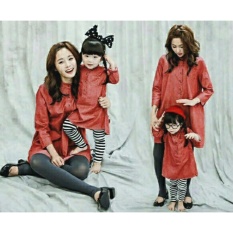 FASHION FLOWER-BAJU KELUARGA FAMILY COUPLE KEMEJA COUPLE TUNIK COUPLE FAMILY COUPLE TUNIK MOM AND KIDS HOLAND-MERAH (IBU DAN ANAK)