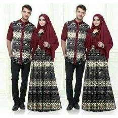 FASHION FLOWER-BAJU PASANGAN | COUPLE | BUSANA MUSLIM BATIK MISUA-MAROON (COWOK DAN CEWEK)