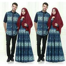 FASHION FLOWER-BAJU PASANGAN | COUPLE | BUSANA MUSLIM BATIK MISUA-NAVY (COWOK DAN CEWEK)