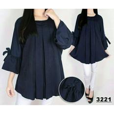 FASHION FLOWER-BLOUSE JUMBO WANITA  ATASAN JUMBO  KEMEJA WANITA  BIG SIZE  UKURAN JUMBO  FASHION WANITA  TUNIK WANITA  BLOUSE JUMBO WANITA SALWA UK.XXXL-NAVY