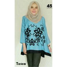 FASHION FLOWER-BLOUSE JUMBO WANITA BLOUSE JUMBO ATASAN WANITA BIG SIZE UKURAN JUMBO FASHION WANITA BATIK WANITA PAKAIAN WANITA BLOUSE JUMBO WANITA WAKA-WAKA MAHARANI FIT.XXL-TOSCA (LD 116CM,PJG 72CM)