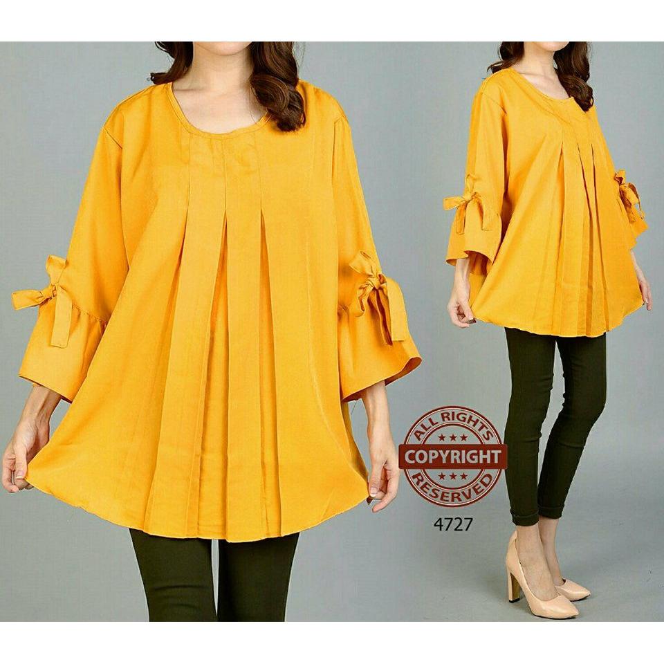 FASHION FLOWER-BLOUSE JUMBO WANITA | BLOUSE JUMBO | ATASAN WANITA | KEMEJA WANITA | JUMBO BATIK | BIG SIZE | UKURAN JUMBO | FASHION WANITA | PAKAIAN WANITA | BLOUSE JUMBO POLOS WANITA SALWA FIT.XXXL (LD 120CM,PJG 75CM)
