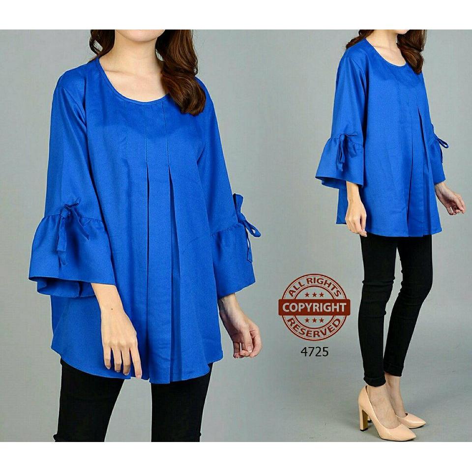 FASHION FLOWER-BLOUSE JUMBO WANITA | BLOUSE JUMBO | ATASAN WANITA | KEMEJA WANITA | JUMBO BATIK | BIG SIZE | UKURAN JUMBO | FASHION WANITA | PAKAIAN WANITA | BLOUSE JUMBO POLOS WANITA SALWA FIT.XXXL (LD 120CM,PJG 75CM)